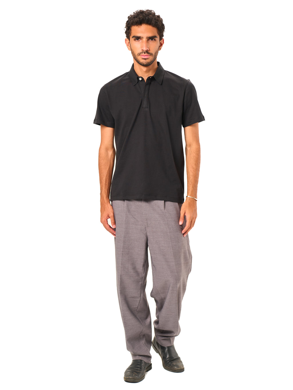 Hidden Placket Polo - Black