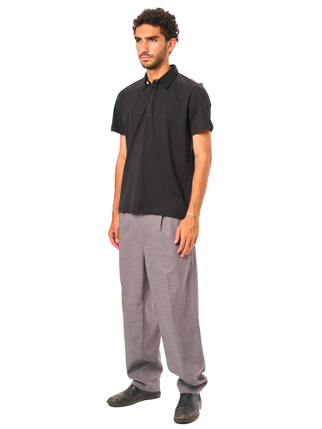 Hidden Placket Polo - Black