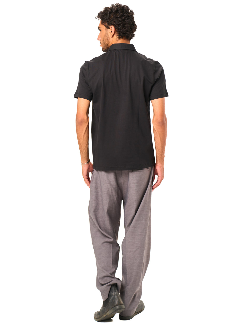 Hidden Placket Polo - Black