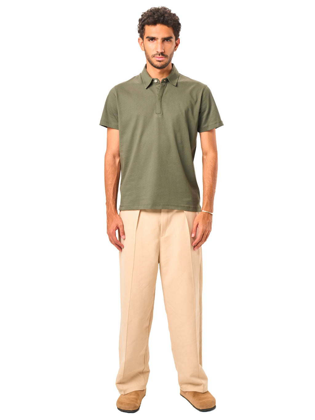 Hidden Placket Polo - Olive
