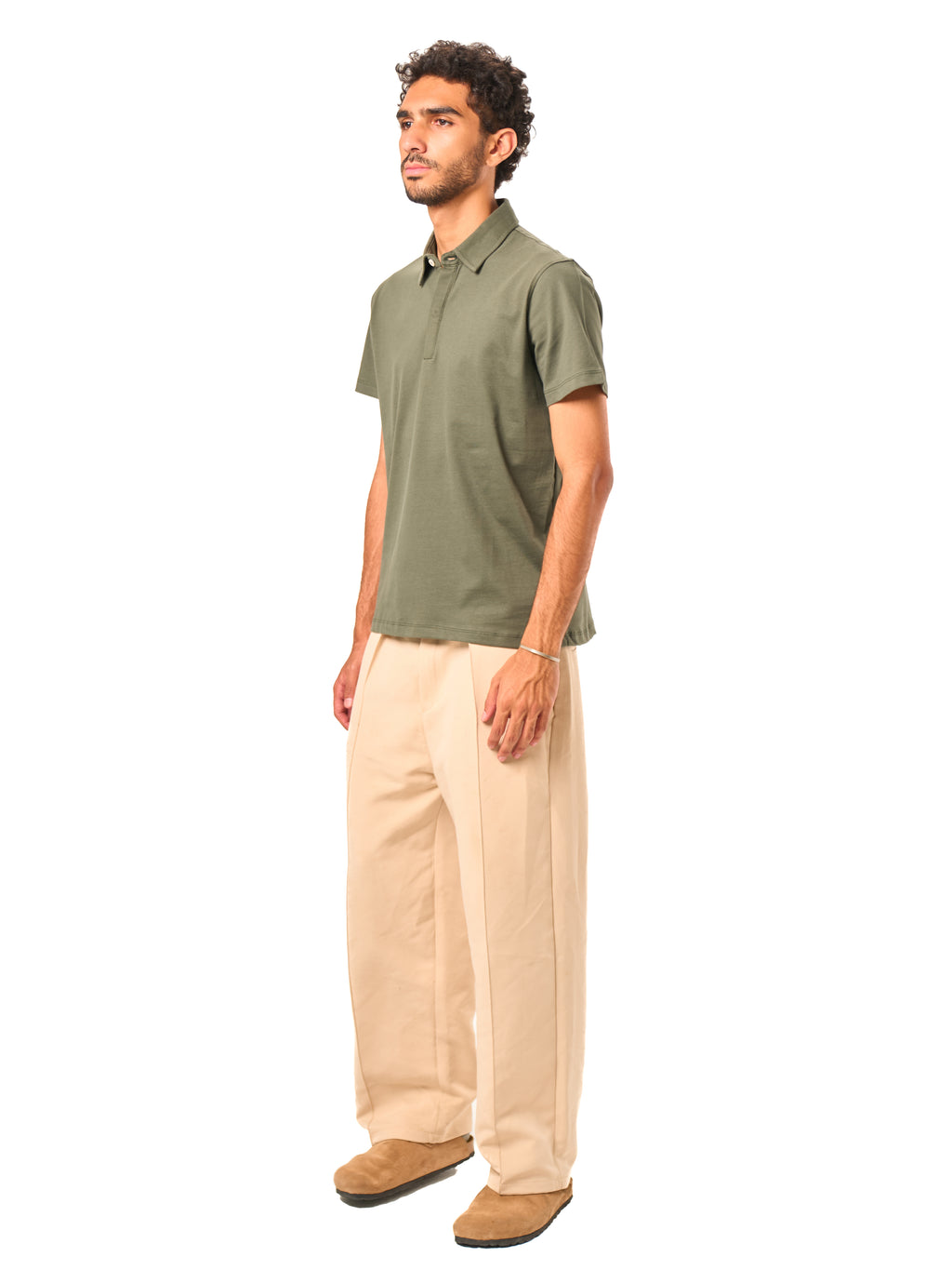 Hidden Placket Polo - Olive