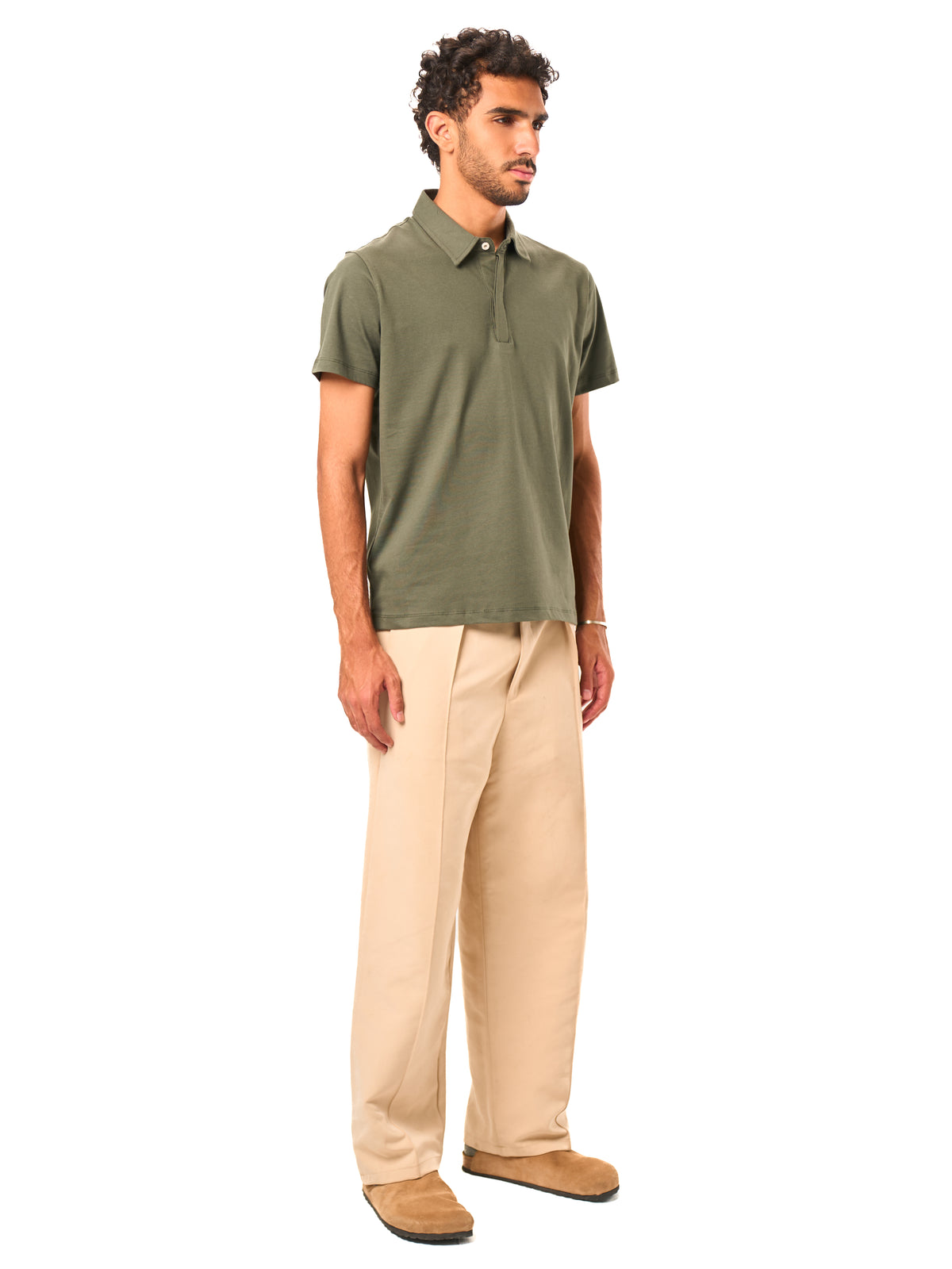 Hidden Placket Polo - Olive