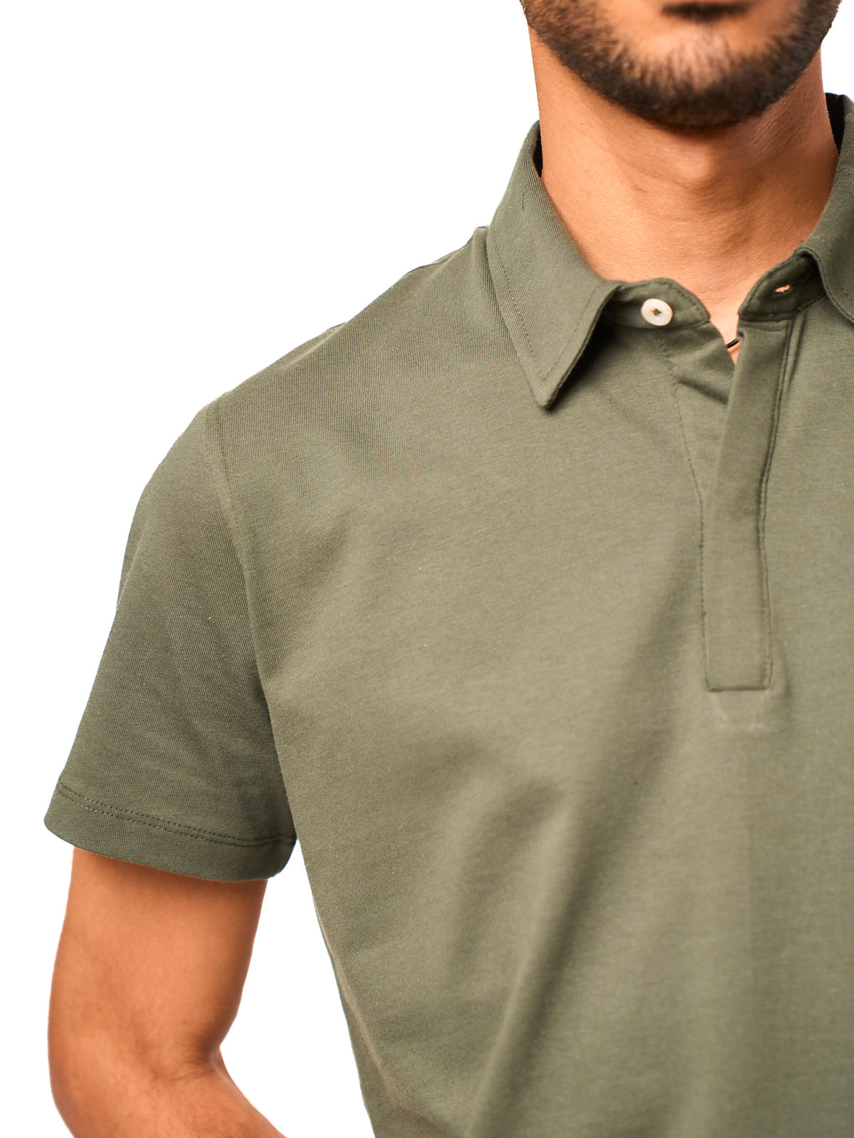 Hidden Placket Polo - Olive