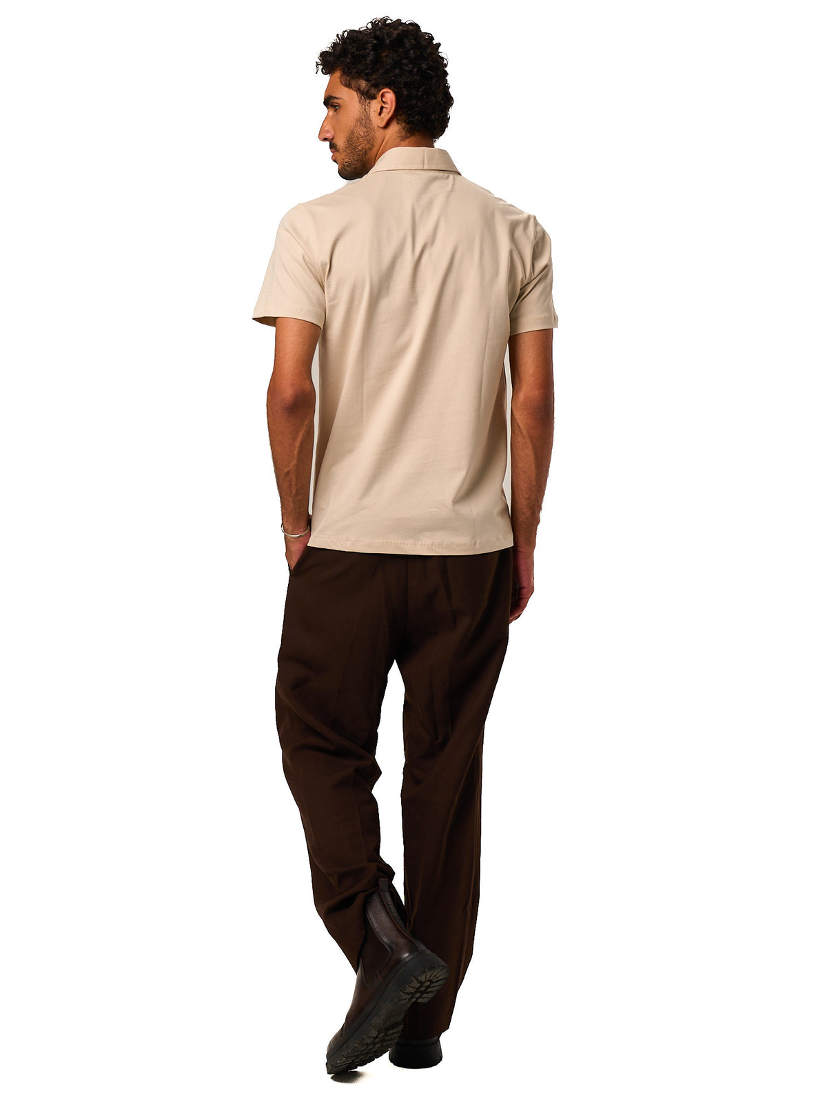 Hidden Placket Polo - Cream